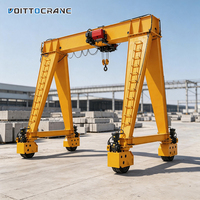 Grue portique à pneus en caoutchouc sans rail à poutre unique de 10 tonnes et 20 tonnes pour levage de matériaux extérieurs