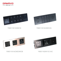 DAMAVO Prise murale intelligente WiFi 5 voies avec panneau tactile USB 12V personnalisable, installation facile pour hôtels, camping-cars, éclairage automobile