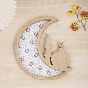 DAMAI - Adorno Decorativo de Madera con Forma de Estrella y Luna para el Hogar, Artesanía Festiva, Decoración de Estrella y Luna - Product Image 4