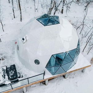<span class=keywords><strong>Tenda</strong></span> a Cupola Geodetica Ibrida da 6M con Copertura in PVC <span class=keywords><strong>e</strong></span> Vetro Temperato, Casa Geodetica per Glamping <span class=keywords><strong>e</strong></span> Neve per Uso Alberghiero <span class=keywords><strong>e</strong></span> Abitativo - Product Image 1