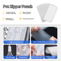 Organisateur de poche à 6 trous en PVC transparent Kaplo A6, enveloppes de recharge sans fermeture éclair pour espèces, documents et carnets à feuilles mobiles