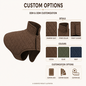 Rhombus Quilted Warm Dog Vest dog outfitspet <b>clothes</b> oem pet <b>clothes</b> Sleeveless Velcro Pet Winter Waistcoat - Product Image 3