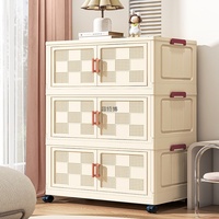 Armoire de rangement pliable en plastique PP sur pied, étagère multi-niveaux, double porte, boîte de rangement rectangulaire pour enfants