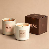 Boîte cadeau pour bougie personnalisée, parfumée, en matériaux recyclés écologiques rigides de qualité supérieure, avec pelliculage mat à feuille d'or, revêtement UV et doublure en éponge
