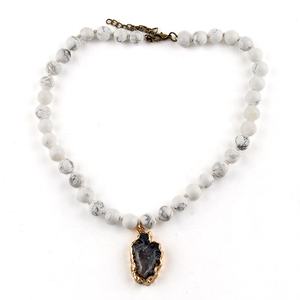 أزياء المرأة مجوهرات قصيرة الأمازون الأبيض الأحجار الكريمة الهوليت الخرز معقود قلادة Druzy المختنق غير النظامية - Product Image 6