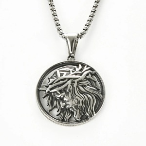 Collar con Colgante <span class=keywords><strong>de</strong></span> Acero Inoxidable <span class=keywords><strong>de</strong></span> Jesucristo, Regalo Religioso, Corona <span class=keywords><strong>de</strong></span> Espinas Vintage, Medalla <span class=keywords><strong>de</strong></span> Oración, Cadena <span class=keywords><strong>de</strong></span> 24 Pulgadas - Product Image 4