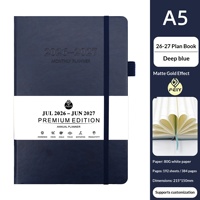 Planificateur mensuel anglais Yuzhou 26-27 semaines, format A5, reliure en similicuir, avec fermeture à boucle, 300-400 pages, style bureau professionnel, pour l'auto-discipline