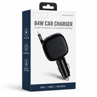 Chargeur de voiture intelligent 84W multi-ports avec câble Type-C rétractable PD & QC 3.0 et écran numérique