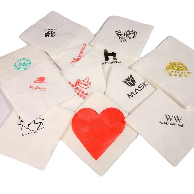 Disposable cocktail napkins custom with logo white dinner napkin paper tissue erviette de table en papier custom napkins