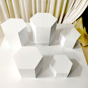Furun moderne blanc hexagonal gâteau Table Base support d'affichage pour fêtes d'anniversaire bébé cadeaux mariages décorations - Product Image 6