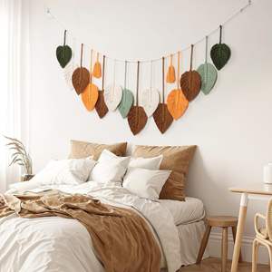 Nouveau Style nordique Jane Ins à la main coton corde tissé Photo tenture murale tapisseries bohème feuilles Design gland tenture murale - Product Image 5