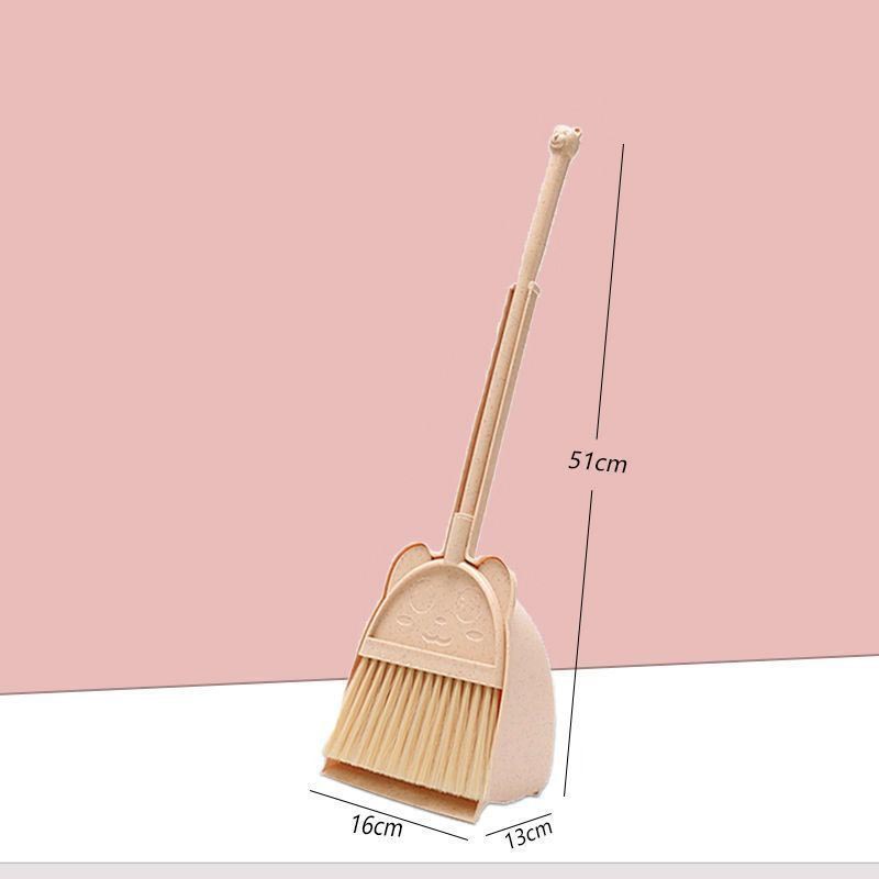 pink cartoon broom dustpan