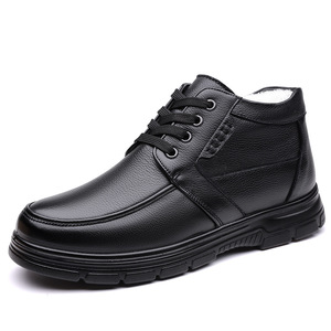 Bottes d'hiver en cuir doublées de polaire pour hommes, chaussures noires à lacets, semelle épaisse et rembourrée, chaussures hautes, taille adulte 8812 - Product Image 5