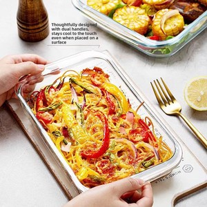 <span class=keywords><strong>Bandeja</strong></span> Rectangular de Vidrio Borosilicato Resistente al Calor, Apta para <span class=keywords><strong>Horno</strong></span>, Transparente, para Asar y Cocinar - Product Image 5
