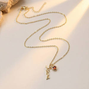 Collier Pendentif Cœur Créatif <span class=keywords><strong>Nana</strong></span> en Cuivre Plaqué Or 18K, Chaîne Tendance, Pierre de Naissance de Décembre, Cadeau Fête des Mères, Vente en Gros - Product Image 3