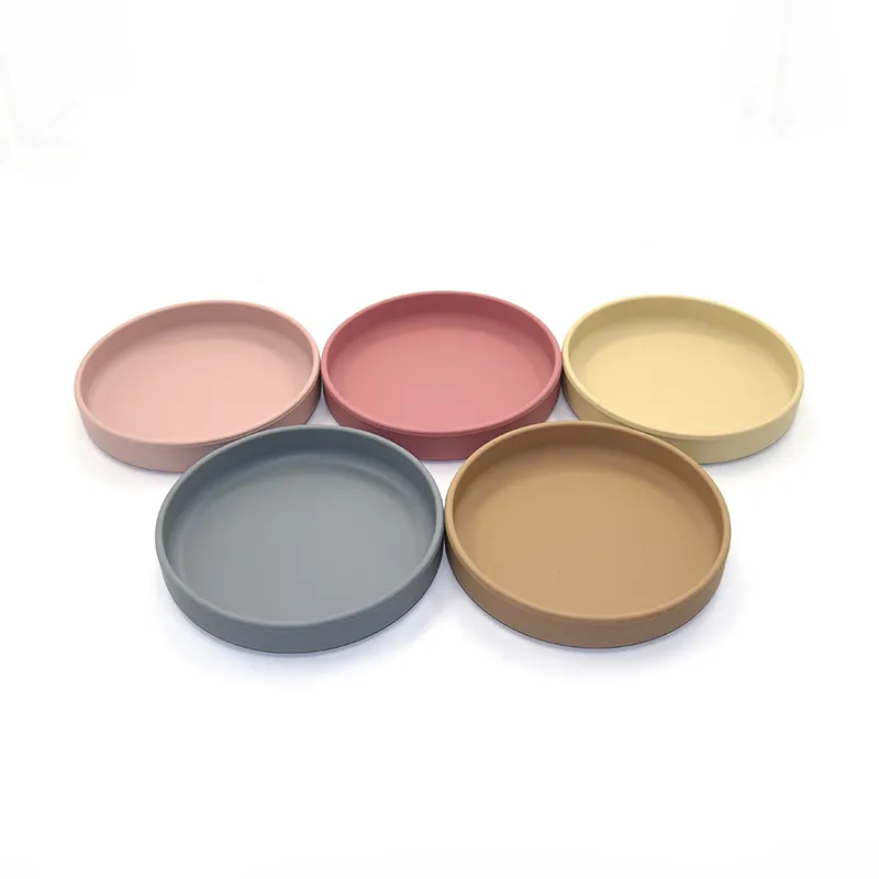 Wholesale Food Grade Tableware Pure Color Round Plate Silicone Plate without Lid For Baby