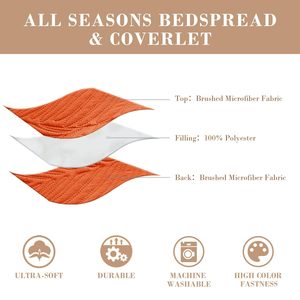 Burnt <strong>Orange</strong> Soft Lightweight Microfiber <strong>Bedspreads</strong> Coverlets Bed Cover Quilt Bedding Set with Leaf Pattern for All Seasons - Product Image 5
