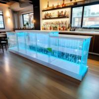 Meubles de bar à LED commerciaux d'occasion, table en acrylique, mur à bulles d'eau, comptoirs de bar de restaurant à vendre