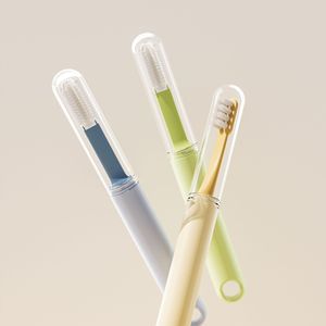 Brosse à dents pour animaux de compagnie, double tête, poils en silicone souple, pour chien et chat, hygiène buccale, usage domestique, matériau TPR, vert, bleu, jaune - Product Image 1