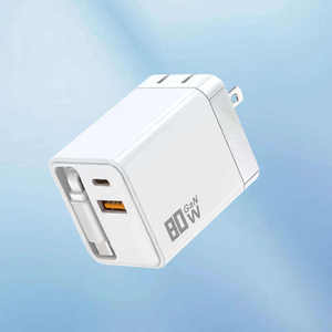อะแดปเตอร์จ่ายไฟแบบหลายพอร์ต GaN 80W พร้อมสาย Type-C ในตัว รองรับการชาร์จเร็ว PD3.1 สำหรับอุปกรณ์โทรศัพท์ - Product Image 2