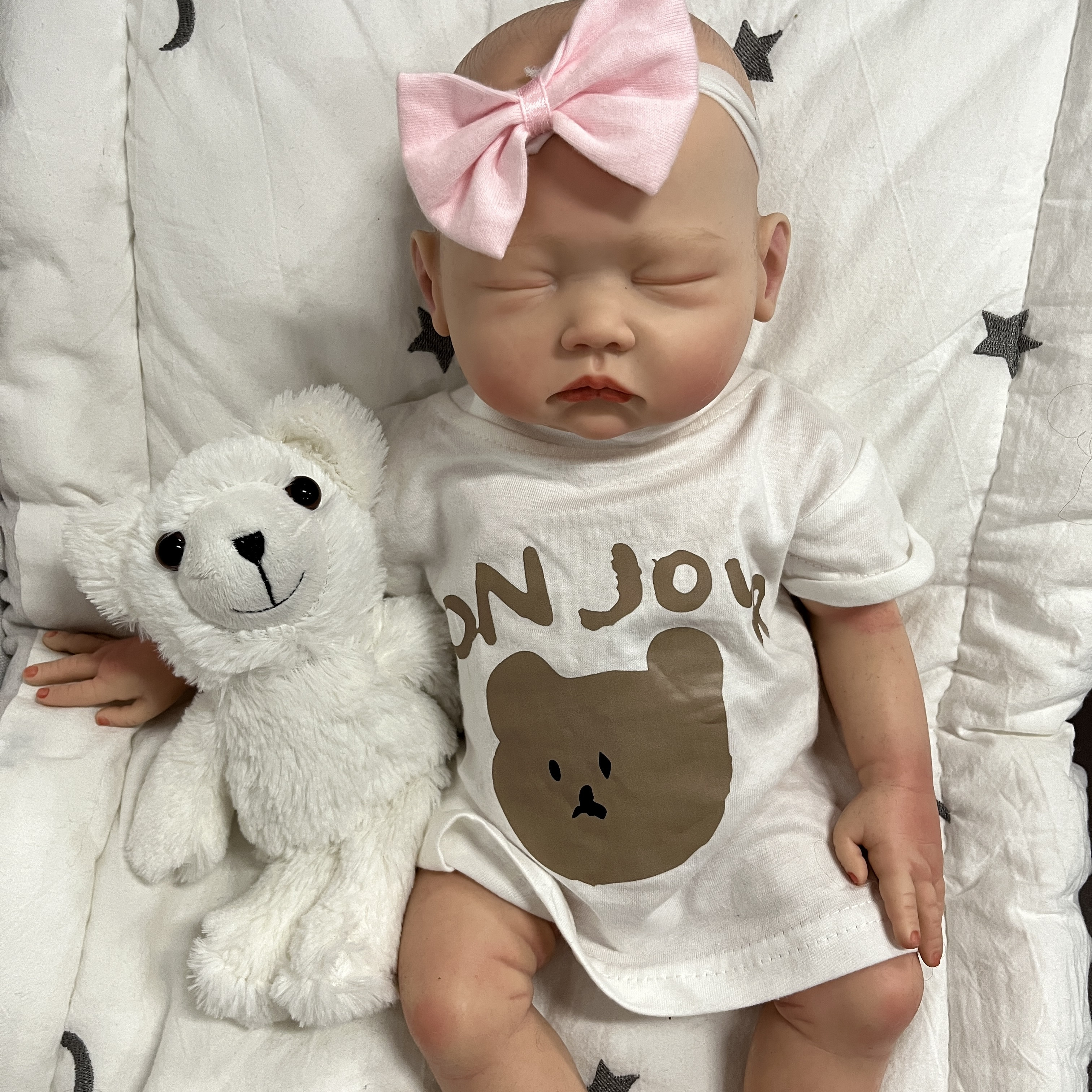 Bébé garçon ou fille en silicone platine : personnalisé pour nouveau-né la bouche ouverte - France