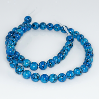 Perles rondes lisses en turquoise bleue naturelle certifiées IGI pour la fabrication de bijoux, colliers et bracelets, vente en gros