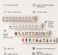 Jeu de Mahjong américain personnalisé avec motif papillon, en mélamine, 1,42*0,96*0,43 pouces, tuiles de Mahjong à motif floral papillon, jeu de table
