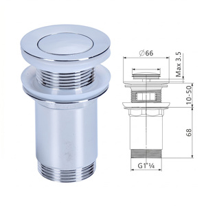 Robinet de vidange de lavabo moderne en chrome G1-1/4 avec valve clic-clac à ressort et <span class=keywords><strong>bouchon</strong></span> pour salle de bain - Product Image 4