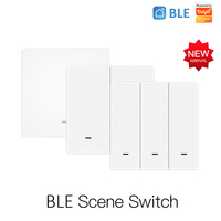 Tuya smart life-interruptor inalámbrico de 2 entradas, control remoto por aplicación, wifi ble, botón pulsador de escena, funciona con batería
