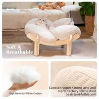 Lit surélevé moderne pour chat en gros, mobilier pour animaux de compagnie avec cadre en bois, chaise longue rembourrée de luxe pour chat et petits chiens, faible MOQ