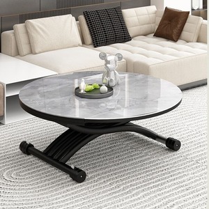 Cross-border multi-functional <b>folding</b> height-adjustable coffee <b>table</b> and dining <b>table</b> combined in one round light luxury - Product Image 4
