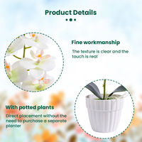 HDL-09 Anggrek Plastik Grosir dalam Pot, Bunga Phalaenopsis Artifisial Realistis, Rangkaian Bunga untuk Dekorasi Rumah, Halloween, Wisuda