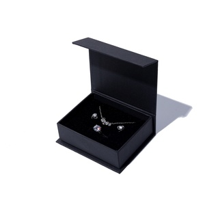 Custom Small <b>Black</b> Rectangle Paper Jewelry Packaging Simple Style <b>Box</b> and Bag with Logo for Necklace Ring Bracelet - Product Image 3