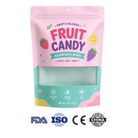 Sachet refermable à fermeture éclair avec fenêtre, résistant à l'humidité, de qualité alimentaire, avec trou de suspension, imprimé en héliogravure, pour emballage de fruits et bonbons, personnalisable