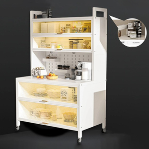 Offre Spéciale étagère de rangement de cuisine non pliante à <span class=keywords><strong>4</strong></span> niveaux avec porte rabattable pour le garde-manger des boulangers pour une organisation efficace de la cuisine - Product Image 4
