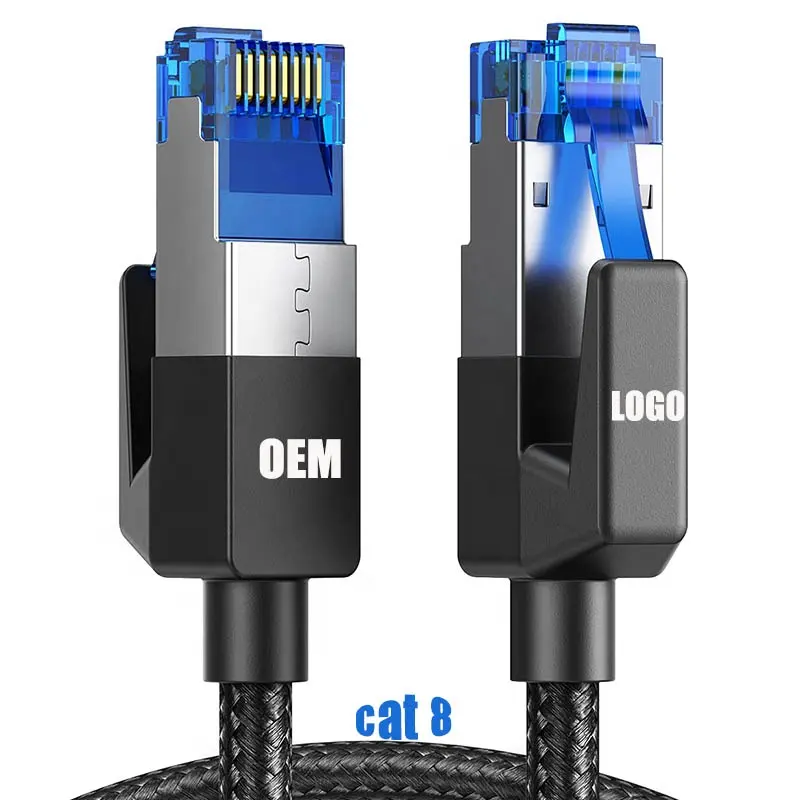 패치 케이블 섬유 카보 이더넷 Ugreen Cat8 커넥터 40Gbps 2000Mhz 패치 코드 케이블 Cat8 Mhz