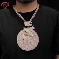 Pendentif Moissanite Hip Hop Rond VVS Iced Out Moissante Argent 925 Pendentif Moissanite Personnalisé