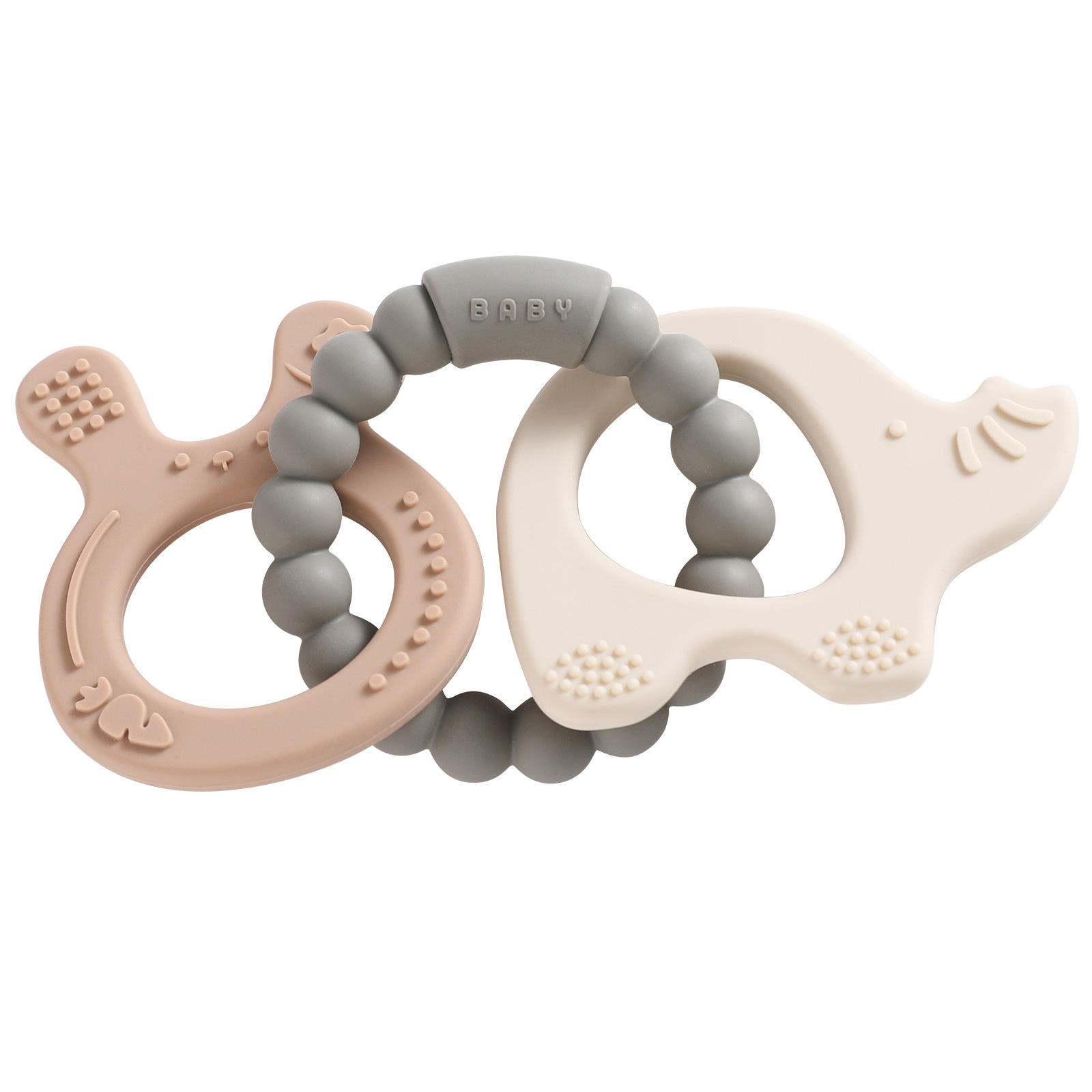 Nouveau bracelet animal en silicone-lapin marron-éléphant beige