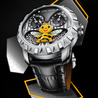 Reloj Mecánico para Hombre Lucky Harvey BEE, Caja de Acero Inoxidable 316L, Espejo de Zafiro, Correa de Cuero Importado, Resistente al Agua 5 Bar, ZLS103