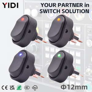 ईदी ASW-20D 12 वी 30a प्लास्टिक 3 सोल्डर डॉट लाइट रॉकर कार नाव के लिए लाल हरे नीले पीले रंग का ऑन-ऑफ - Product Image 1