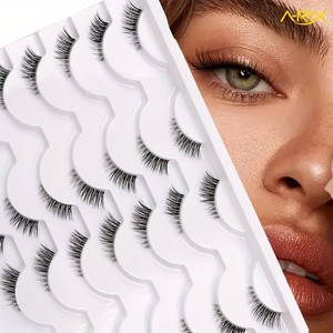 A-RIX Premium Clear Band Half Lashes Wispy <b>Cat</b> Eye Accent Eyelashes Natural Short Corner Lashes 14 Pairs Pack Private Label - Product Image 1