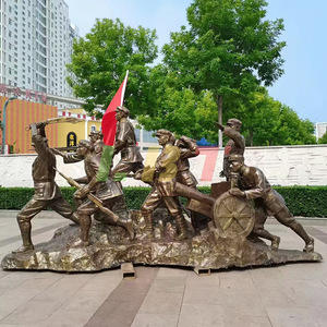 Escultura de Fibra de Vidrio Imitación Bronce del Ejército del Octavo Ejército, Hecha a Mano, para Montaje en Suelo Exterior, Forma Irregular, lbt-261 - Product Image 3
