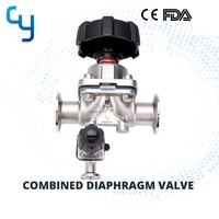 Vanne à diaphragme à bloc combinée manuelle aseptique sanitaire en acier inoxydable avec soupape de dérivation DN25-DN10