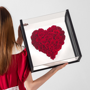 Caja de flores para <span class=keywords><strong>el</strong></span> Día de San Valentín, espejo acrílico, caja de <span class=keywords><strong>amor</strong></span>, regalo, esponja, flor, barro, acrílico, Corazón - Product Image 1