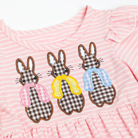 Tenues de jour de Pâques pour bébé en coton biologique Barboteuse à bulles Lapins Applique Jonjon Jumpsuit Toddler Boys Barboteuses smockées de Pâques