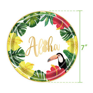 Forniture per feste a tema compleanno per bambini Hawaii kit piatti di carta estiva <span class=keywords><strong>Aloha</strong></span> per decorazioni - Product Image 3