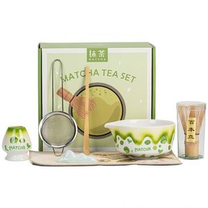 Juego de Té Matcha Tradicional de 7 Piezas, Tazón de Cerámica con Diseño Divertido y Boquilla, Juego de Té Matcha Artístico y Bonito - Product Image 1
