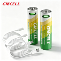 Batterie rechargeable Li-ion GMCELL 1,5 V avec port USB à charge rapide, 1500 cycles, pour lampes de poche et petits appareils électroniques