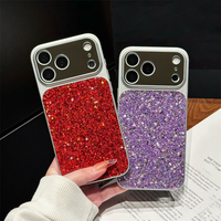 Coque de téléphone de luxe pour femme avec strass brillants et grand miroir, protection intégrale de l'objectif de la caméra pour iPhone 18 17 16 Pro Max 15 Pro