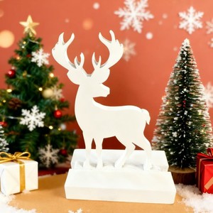 Figurine de renne de Noël en bois de peuplier, décoration intérieure, cadeau pour la maison QW-25596 - Product Image 2